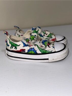 Converse All Star Toddler Size 4 Dinosaur Print Sneakers – Double Velcro